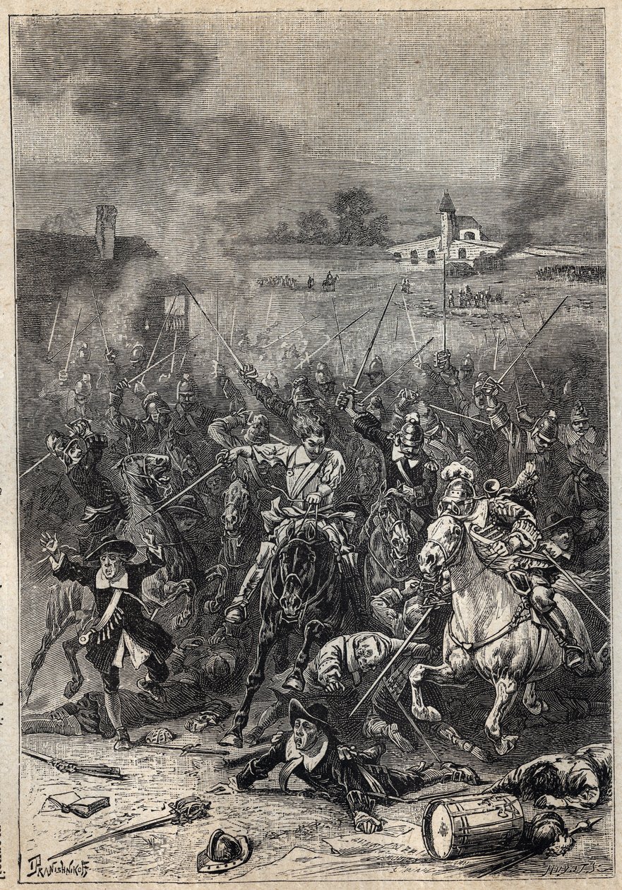 Egorgement of the Puritans - 1800-tallsillustrasjon for den historiske romanen "The Puritans of Scotland" (Old Mortality) av Walter Scott (1771-1832) av Unknown artist