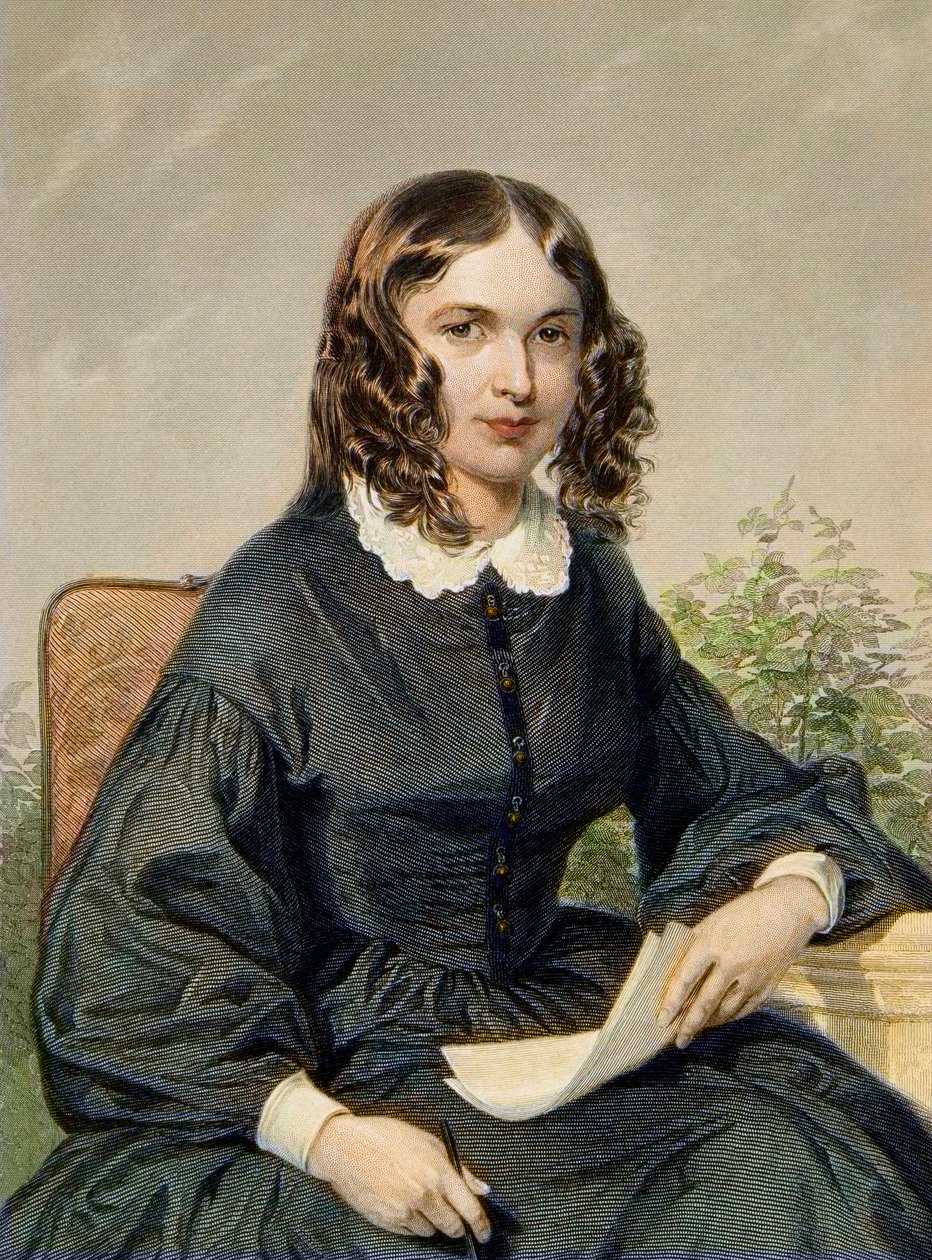 Elizabeth Barrett Browning (1806-1861) - Engelsk poet - gravering - Elizabeth Barrett Browning Engelsk poetinne og feminist (1806-1861) av Unknown artist