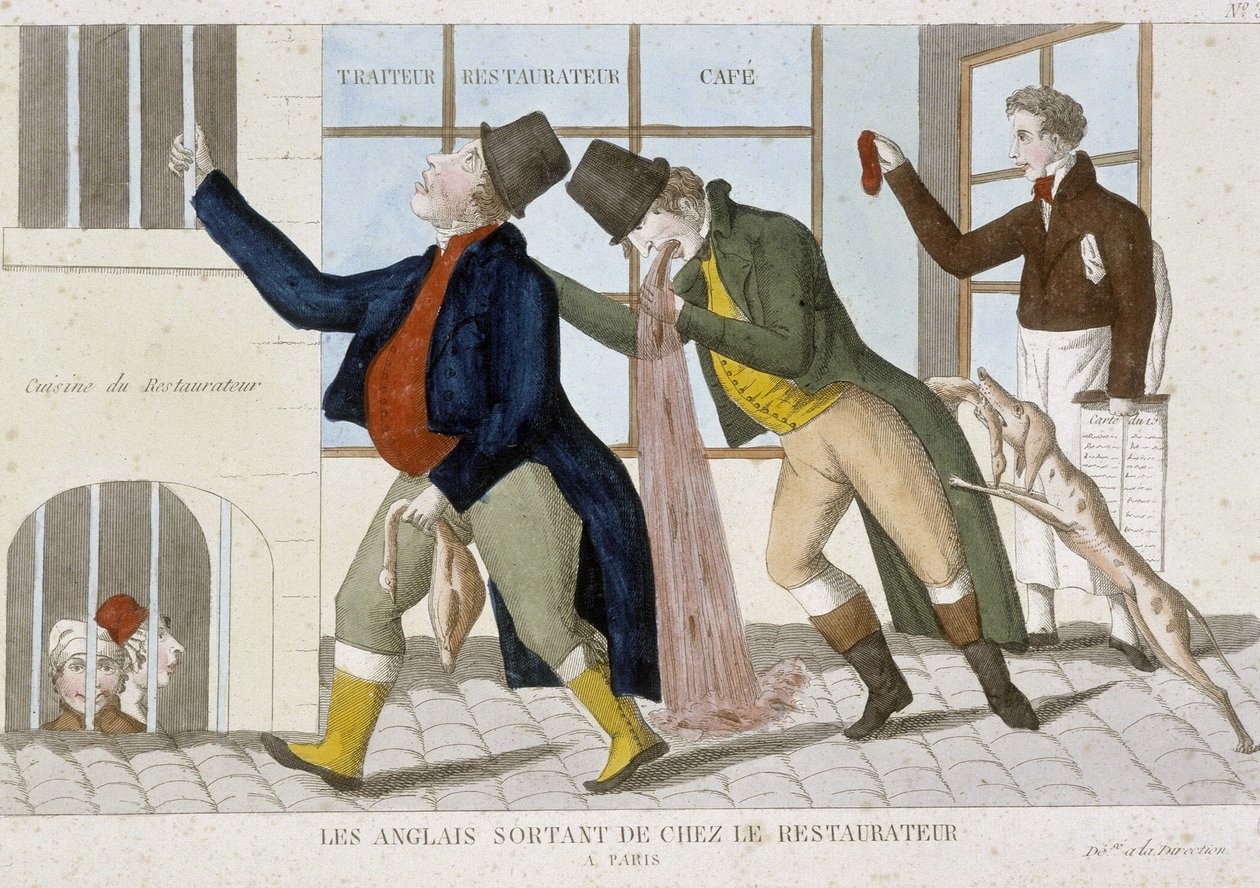 Engelsk som forlater restauranten (oppkast) - gravering av Unknown artist
