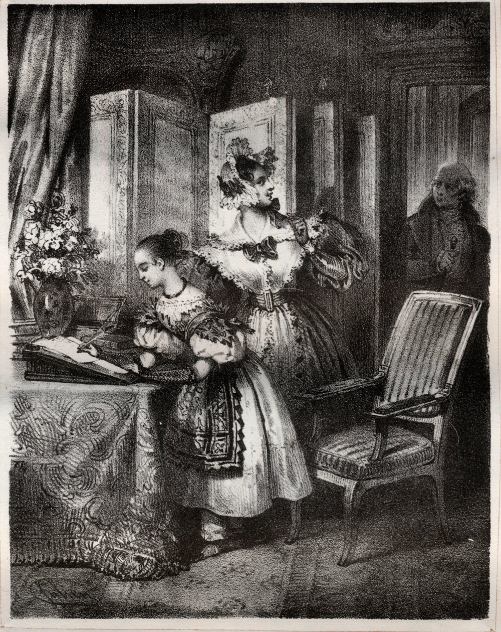 Gravering av 1800-tallet for romanen av Madame Cottin (Sophie Cottin Rostand) (1770-1807) "" Malvina"" - Privat samling av Unknown artist