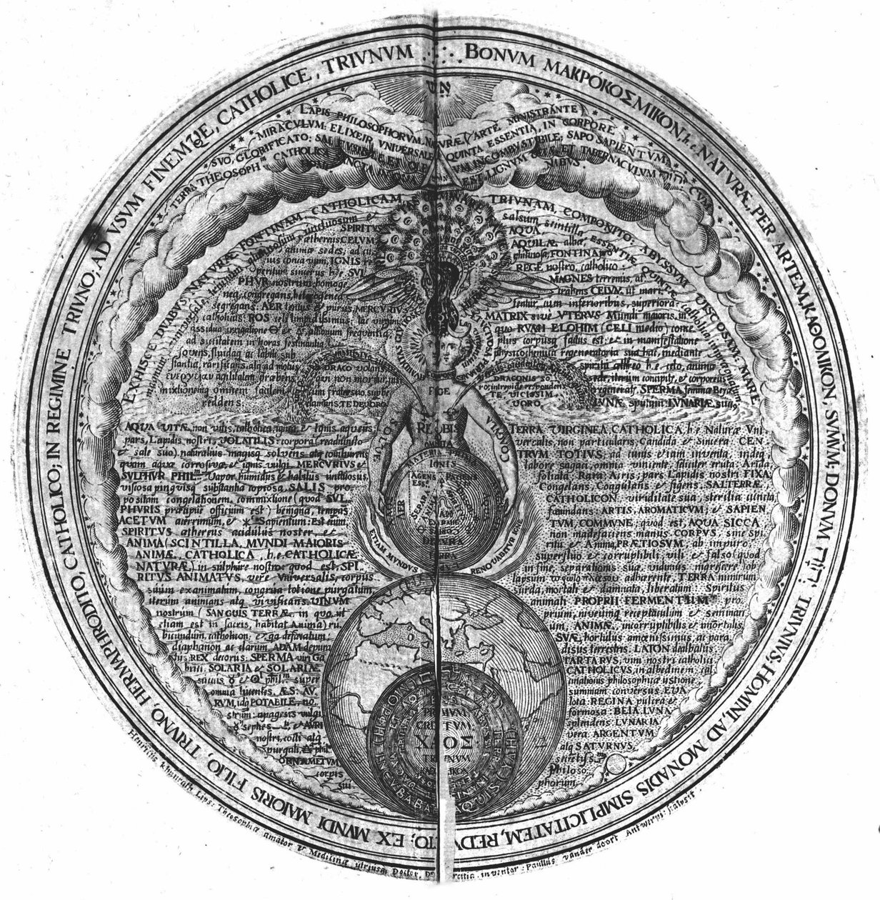 Gravering av "Amphitheatre of Eternal Wisdom". (Amfiteater for evig visdom) (Hamburg: n.n. av Unknown artist