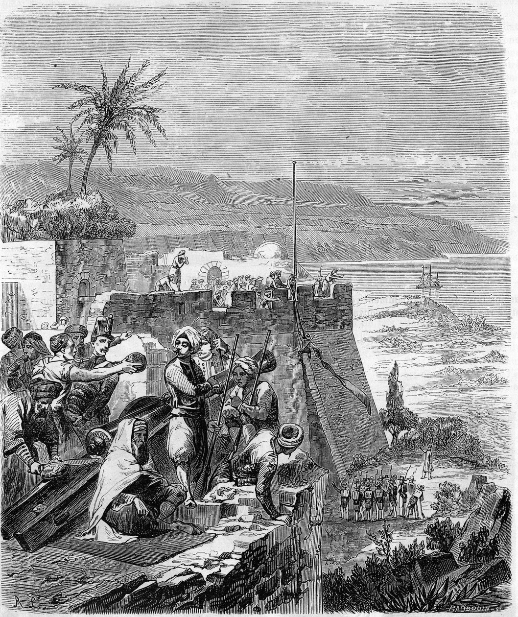 Episode av erobringen av Algerie i 1832 - Taken of Bone, 21. mars av Unknown artist