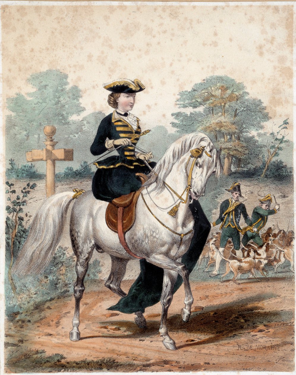 Rytterportrett av Impress Eugenie rundt 1860 (1826-1920). Gravering av 1800-tallet. Paris, dekorativ kunst av Unknown artist