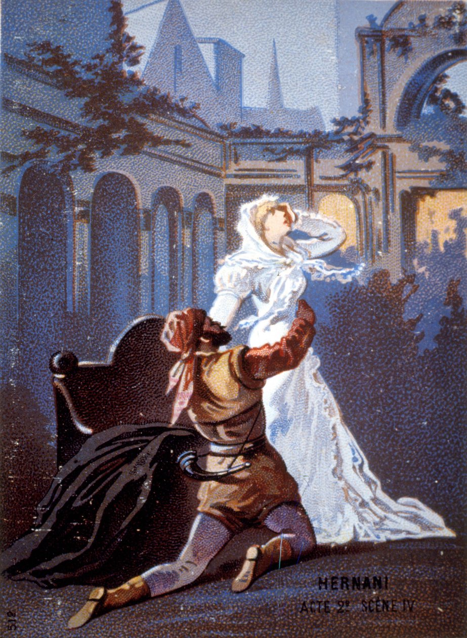 Ernani de Giuseppe Verdi Akt II, scene IV. kromolitografi fra 1800-tallet. av Unknown artist