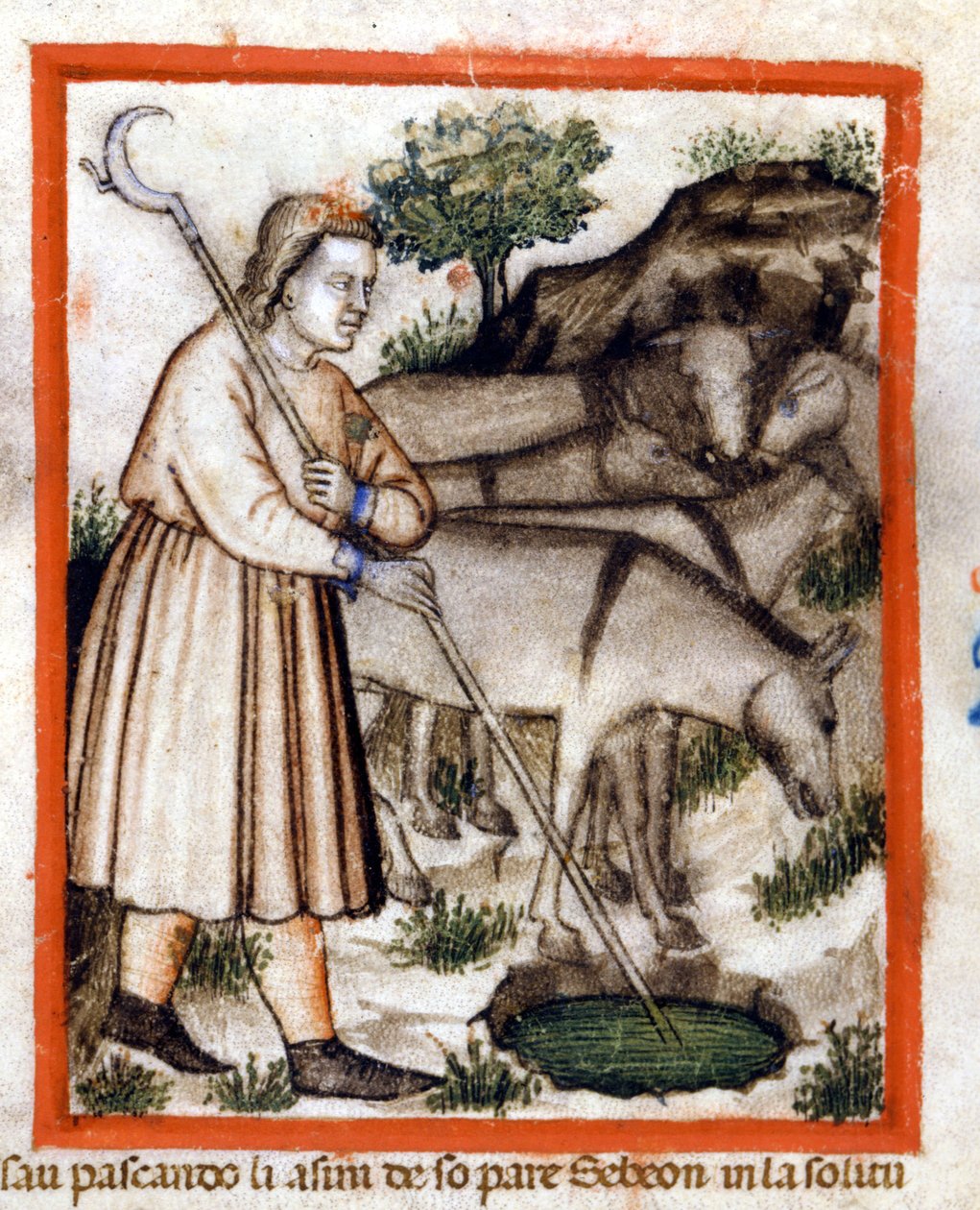 Esa beiter esler - Pentateuken. Miniatyrer fra codex 212 (eller Padovano Codice eller Bible of Padua) 1390-1400 Rovigo, Accademia dei Concordi av Unknown artist