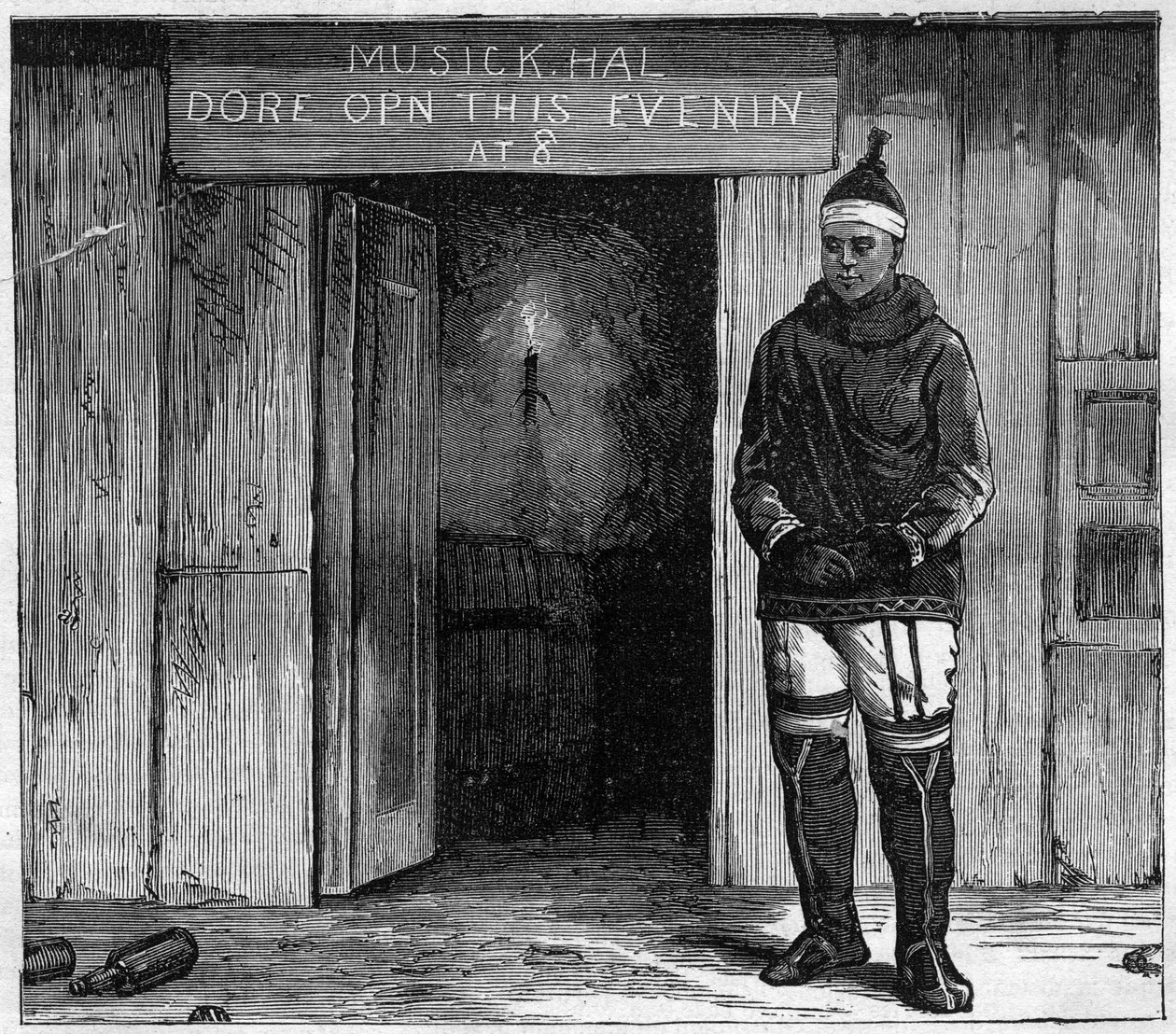 Eskimo of Disko Island (Qeqertarsuaq) Greenland at the end of the 19th century. engraving of 1884 av Unknown artist