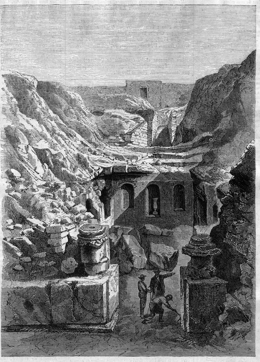 Utgravninger gjort i Senlis i 1868 - oppdaget romerske arener rundt byen - Gravering av 1868 av Unknown artist