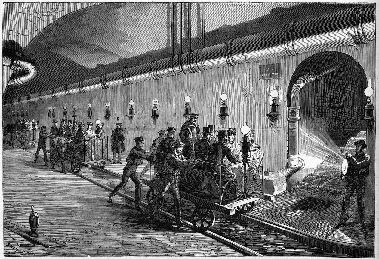 Utflukt i kloakken i Paris i 1872. av Unknown artist
