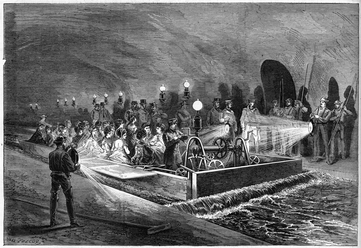 Excursion in the sewers of Paris in 1872. av Unknown artist