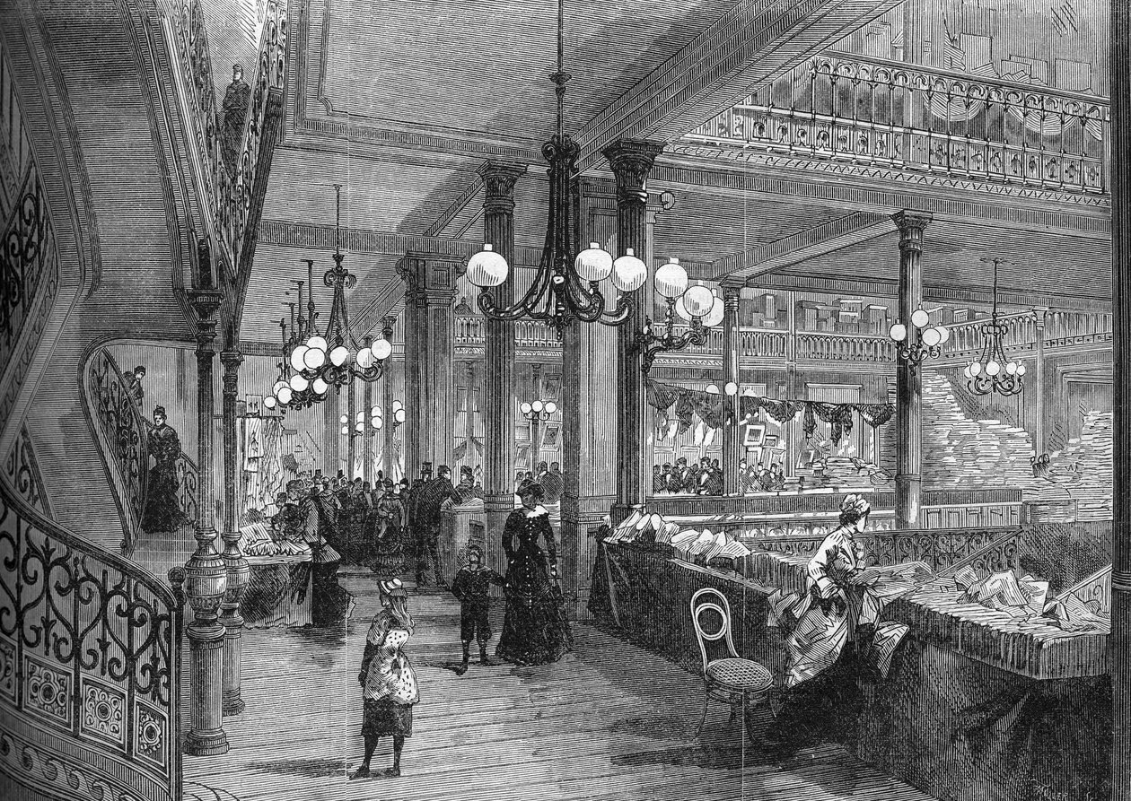 Utvidelser av "Bon marche"-butikkene: Nytt galleri som fører til bufféen. Paris 1880. av Unknown artist