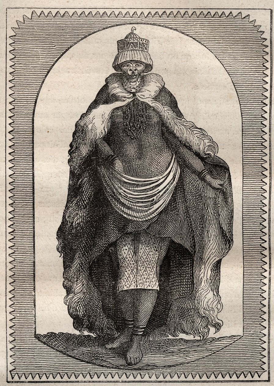Ekspedisjon til det indre av landene i Sør-Afrika (1775) av Anders Sparrman (1748-1820): en hottentote (kvinne Khoikhoi) - illustrasjon hentet fra "" The Great Mariners of the 18th century"" av Unknown artist