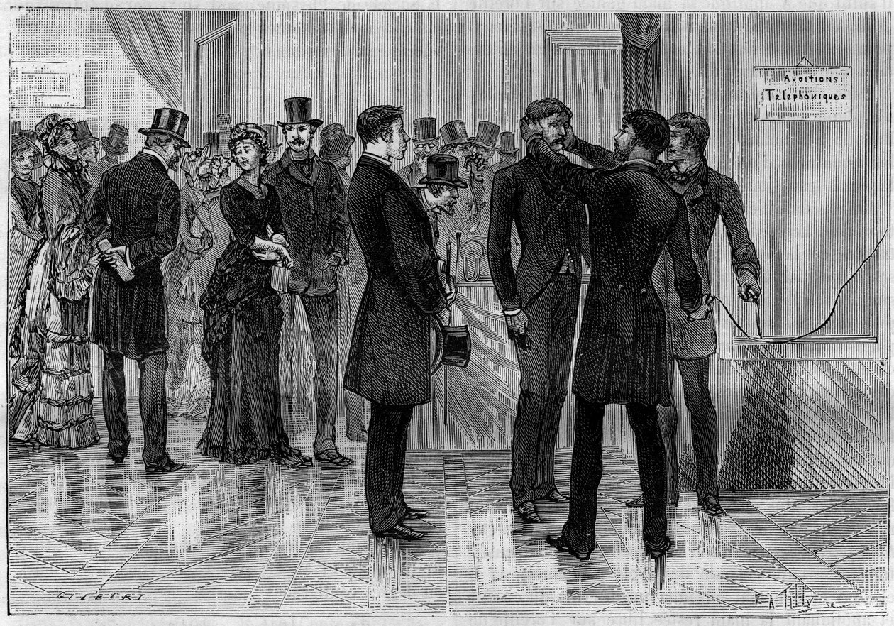 Erfaring med telefonsendinger uten mottakere gjort ved "Societe de Physique" i Paris, 16. april av Unknown artist