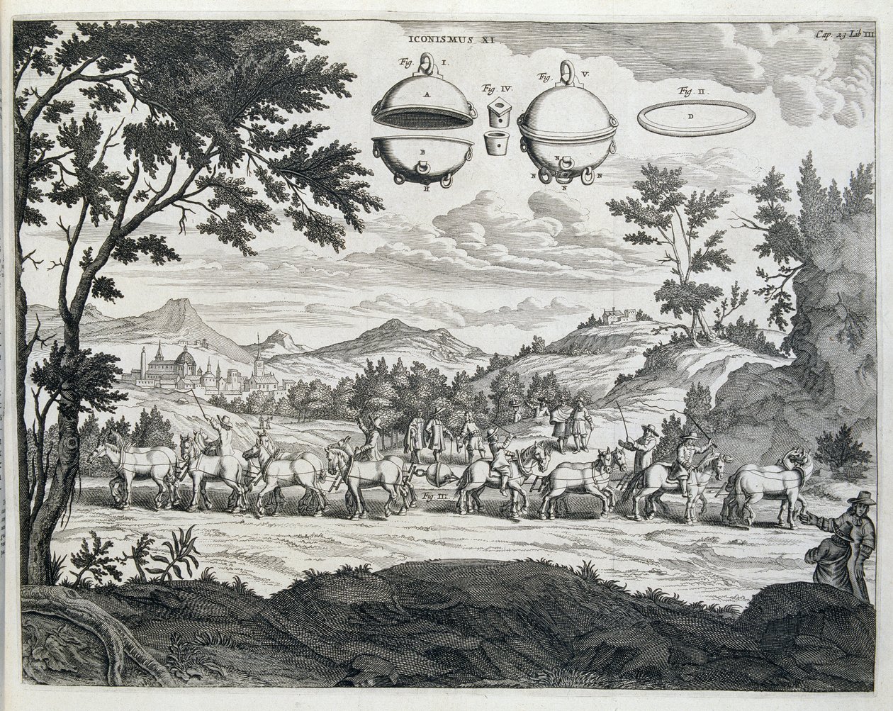 Eksperiment av Otto von Guericke (Otto de Guericke av Unknown artist