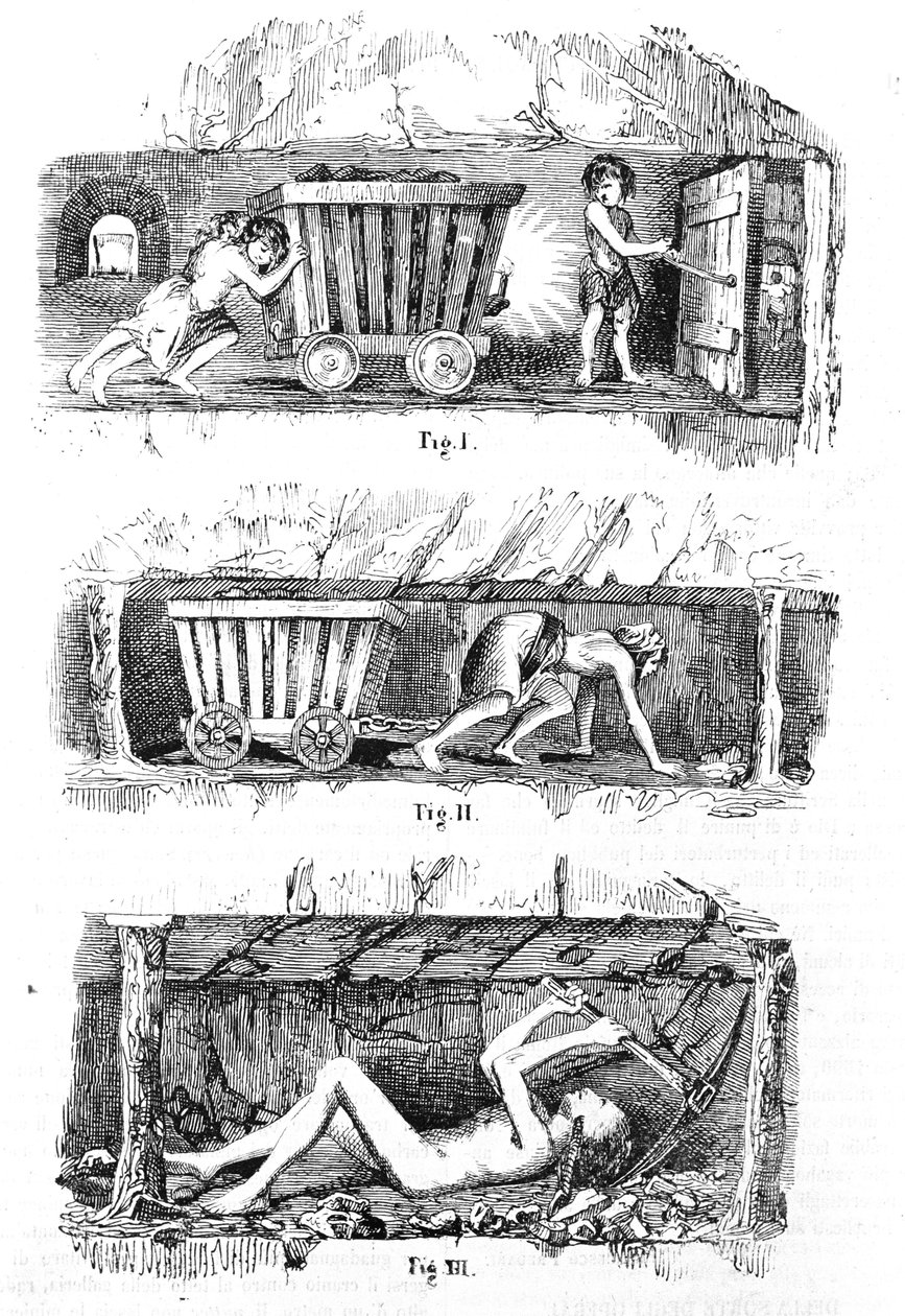 Utnyttelse av barnearbeid i engelske kullgruver av Unknown artist
