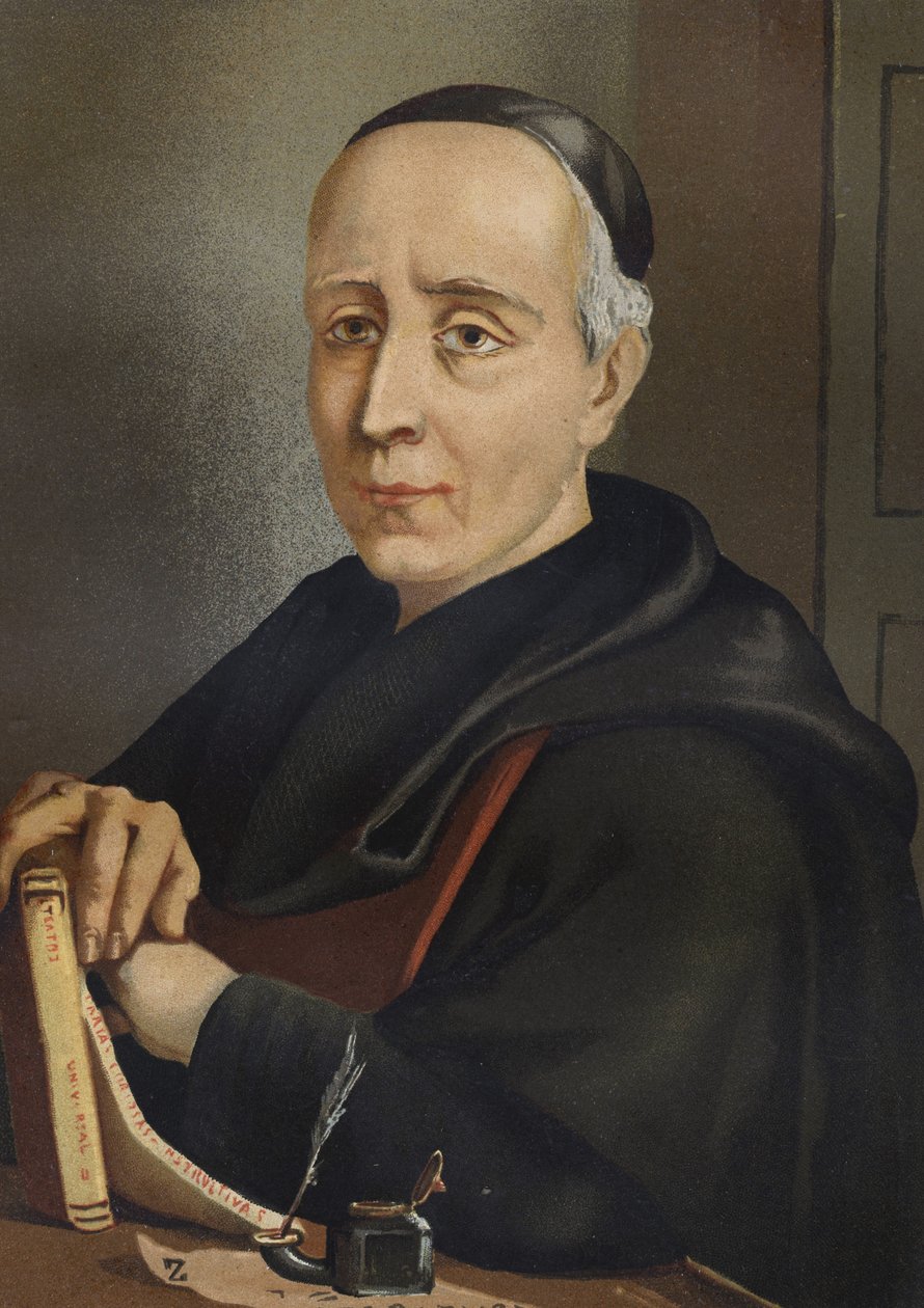 FEIJOO y MONTENEGRO, Benito Jeronimo (1673-1764). Spanish writer and essayist - portrait by Benito Jeronimo or Feijoo (1676-1764). Spanish theologian and medicine after hombres y Mujeres famous. Barcelona 1877. av Unknown artist