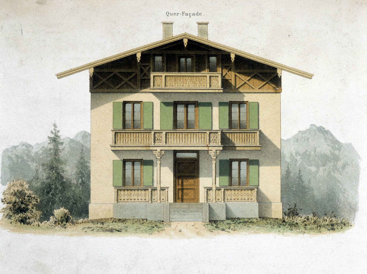 Fasade på et tysk hus av Unknown artist