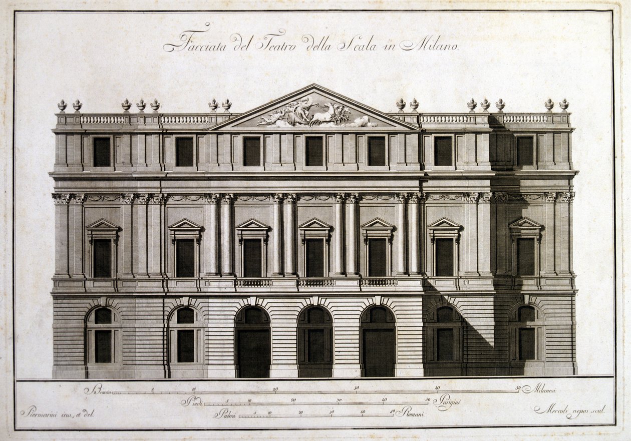 Fasade på teatret alla Scala i Milano. av Unknown artist
