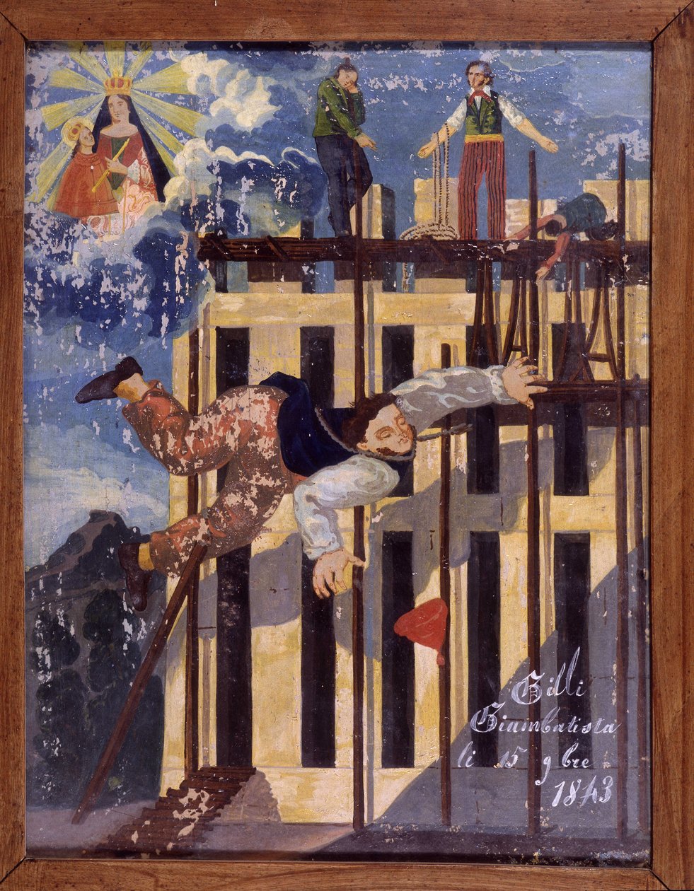 Fallende snekker fra et stillas - ex-voto av Notre Dame de Laghet av Unknown artist