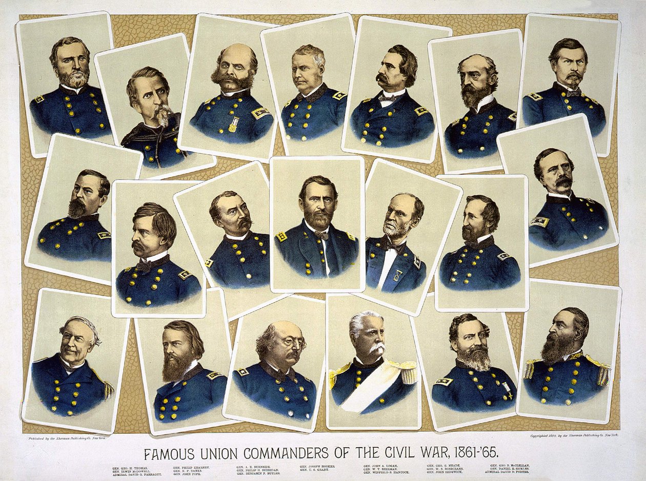 Berømte fagforeningsbefal fra borgerkrigen 1861 - 65. Gravering v. 1884. av Unknown artist