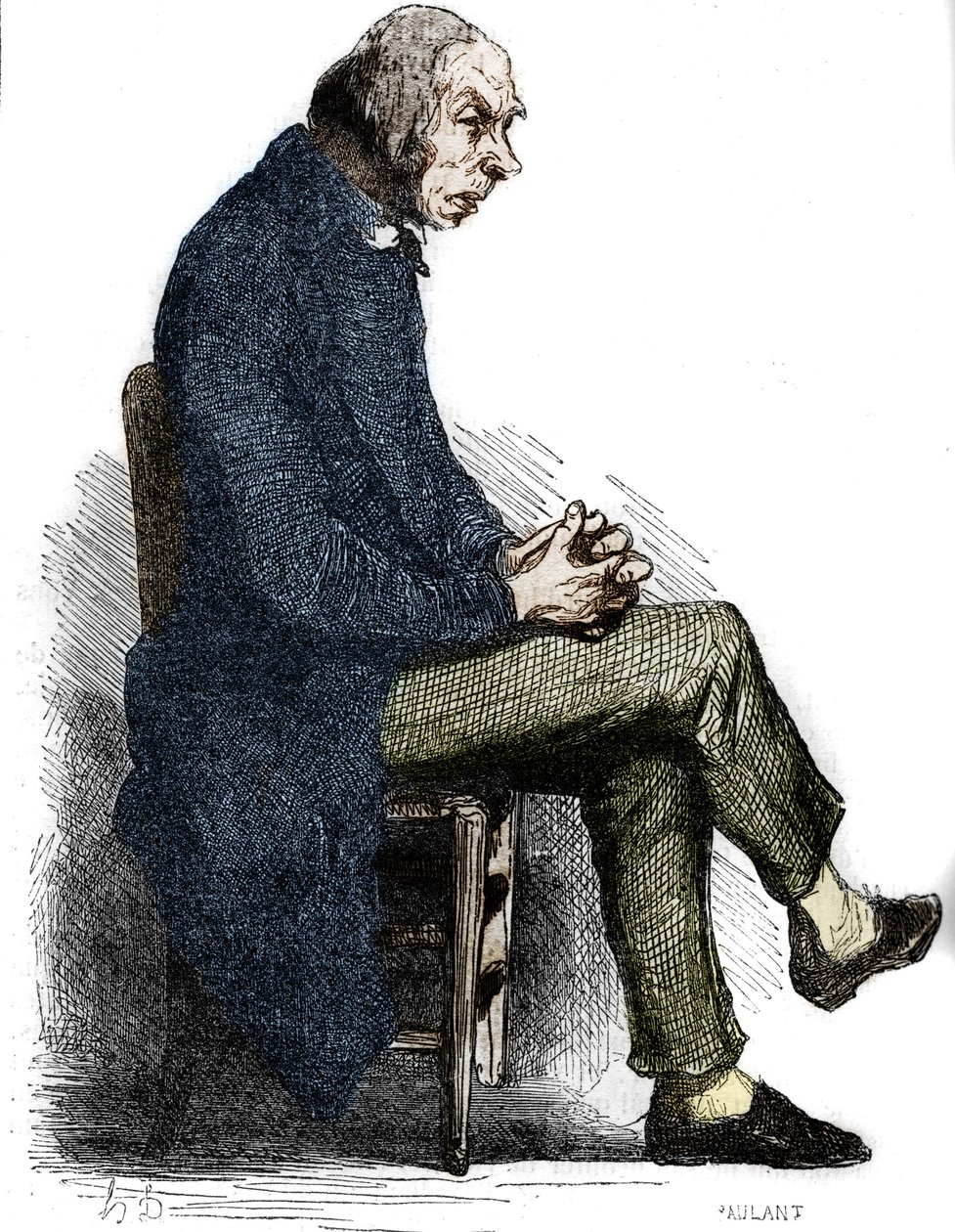 Far Goriot. Gravering midten av 1800-tallet. Illustrasjon for "The Father Goriot" av Honore de Balzac (1799-1850). av Unknown artist