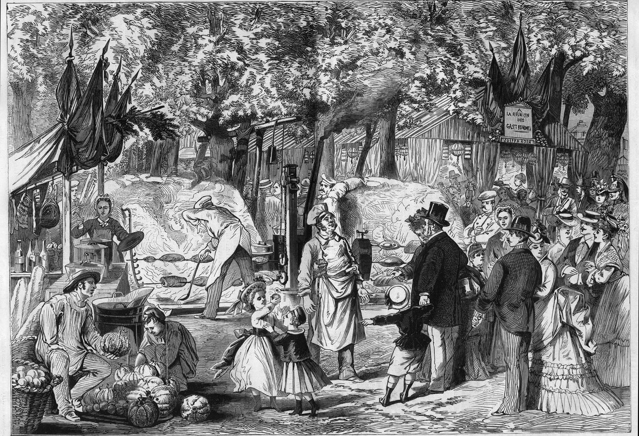 Fete des Loges: Et rotisserie satt opp i skogen Saint Germain (Saint-Germain) nær Paris av Unknown artist