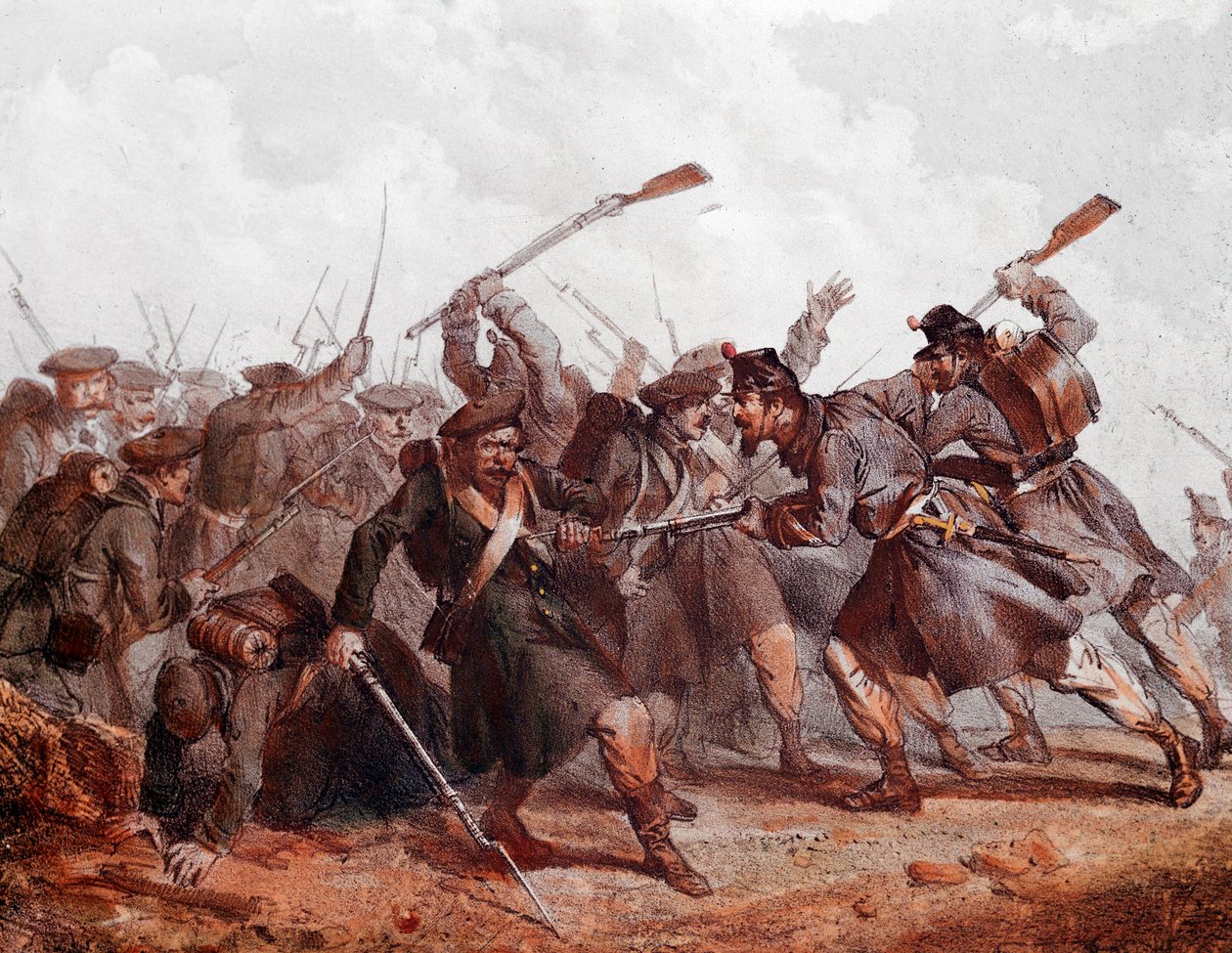 Kamp mellom den russiske hæren og den engelske, osmanske og franske koalisjonen av Unknown artist