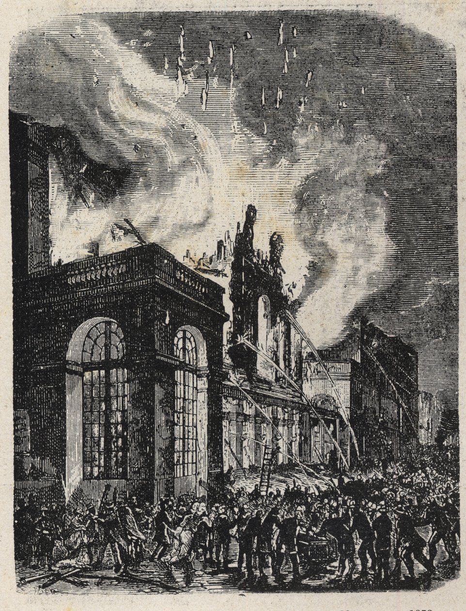 Brann i Opera de la rue Lepelletier (Le Peletier) i Paris 28. oktober av Unknown artist