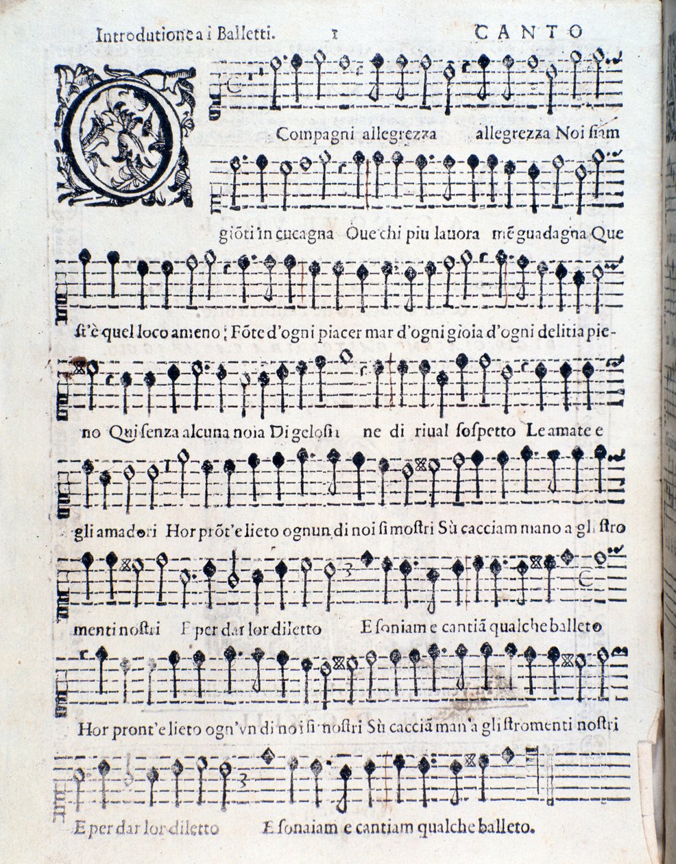 Første side av Balletter for fem stemmer av Giovanni Giacomo Gastoldi av Unknown artist