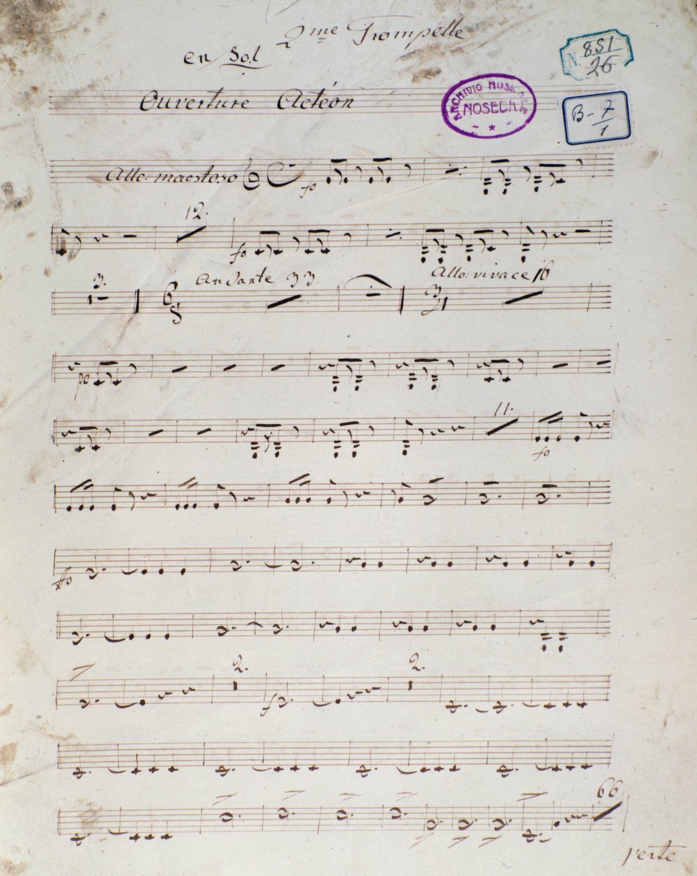 Første side av partituret til "" Acteon"" engelsk operakomikk av Daniel Francois Esprit Auber av Unknown artist
