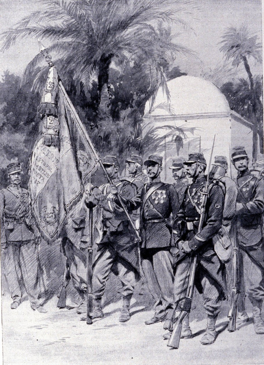 Fremmedlegionsoldater i uniform. 1878. av Unknown artist