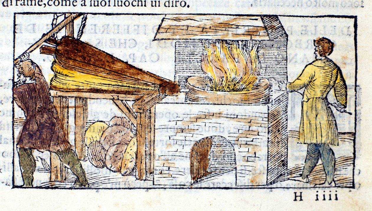 Forge - i "Pirotechnia"" av Biringuccio av Unknown artist