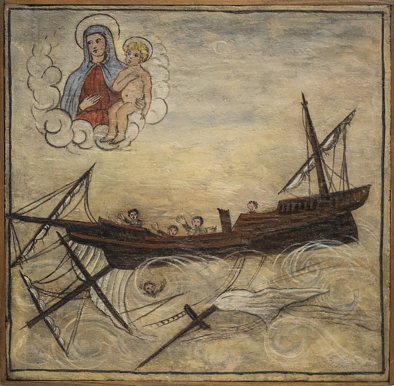 Tidligere voto (ex voto) sjømann, populært tilbud som et løfte om hengivenhet og takknemlighet for sjømannen som overlever til farene ved havet som kommer fra kirken Carmine, Torre del Greco, nær Napoli av Unknown artist