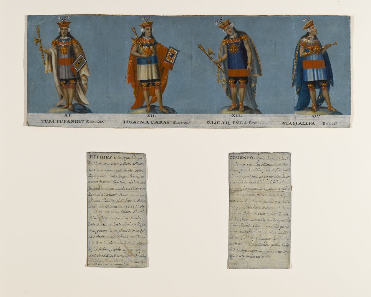 Fire inkakonger: Tupac Yupanqui, Huayna Capac, Huascar Inca, Atahuallpa, tidlig på 1800-tallet av Unknown