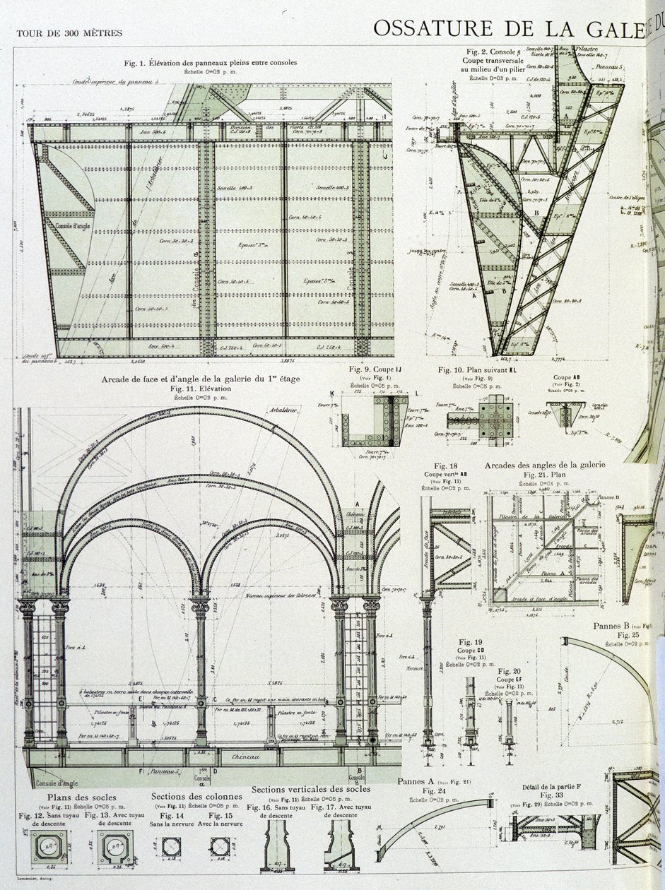 Ramme av galleriet i første etasje i Eiffeltårnet - industriell design av Unknown artist