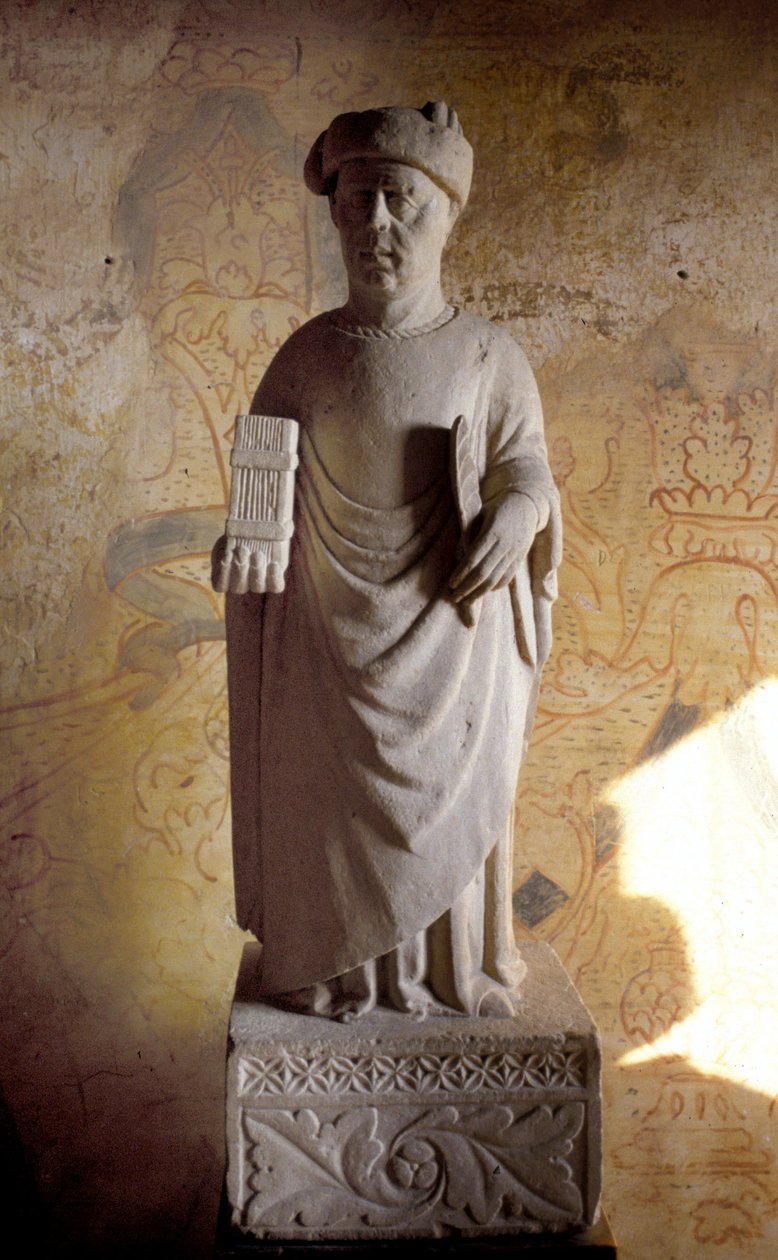 Francesco Petrarca (1304 - 1374) (Petrarch), italiensk poet. statue fra 1300-tallet. Petrarch-hus i Arquà nær Padua. av Unknown artist