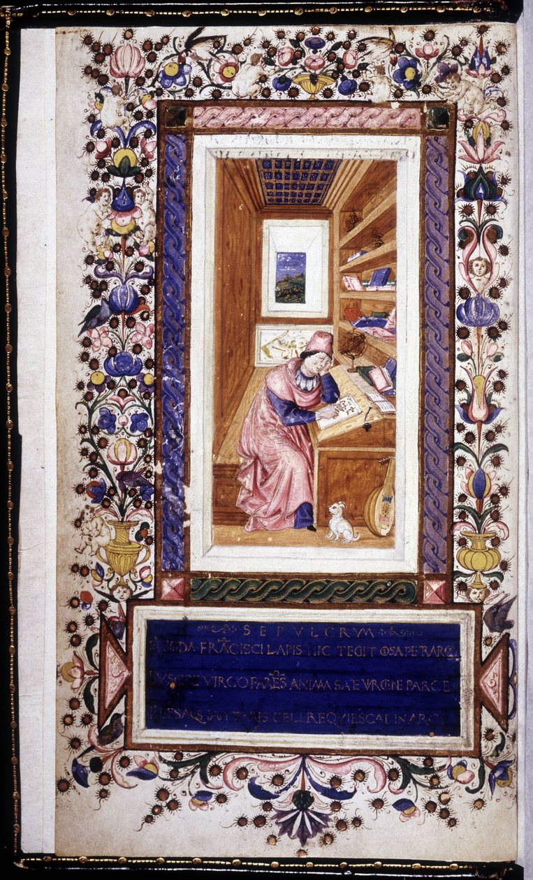 Francesco Petrarca (1304 - 1374), miniatyr fra 1400-tallet. Trivulziana bibliotek. Milan av Unknown artist