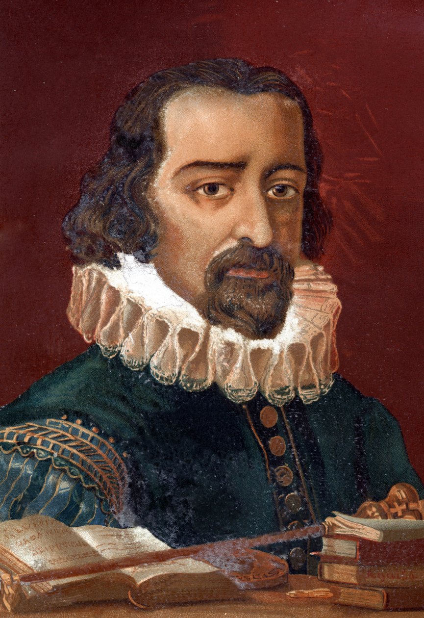 Francis Bacon (1561-1626), kansler i England og filosof etter "Science and its Men av Louis Figuier". Barcelona 1881 av Unknown artist