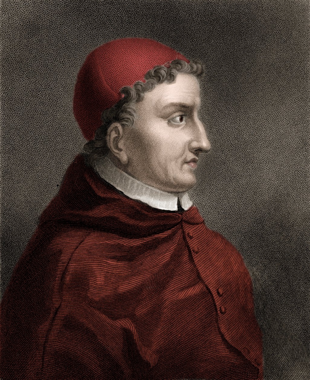 Francisco Jimenez de Cisneros (Gonzalo Jimenez de Cisneros) (1436-1517) kardinal, religiøs reformator og spansk statsmann - Gravering fra 1800-tallet av Unknown artist