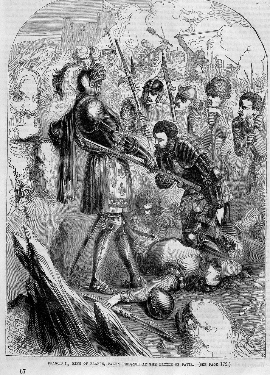 Francois I ble tatt til fange i slaget ved Pavia (1525) av Unknown artist