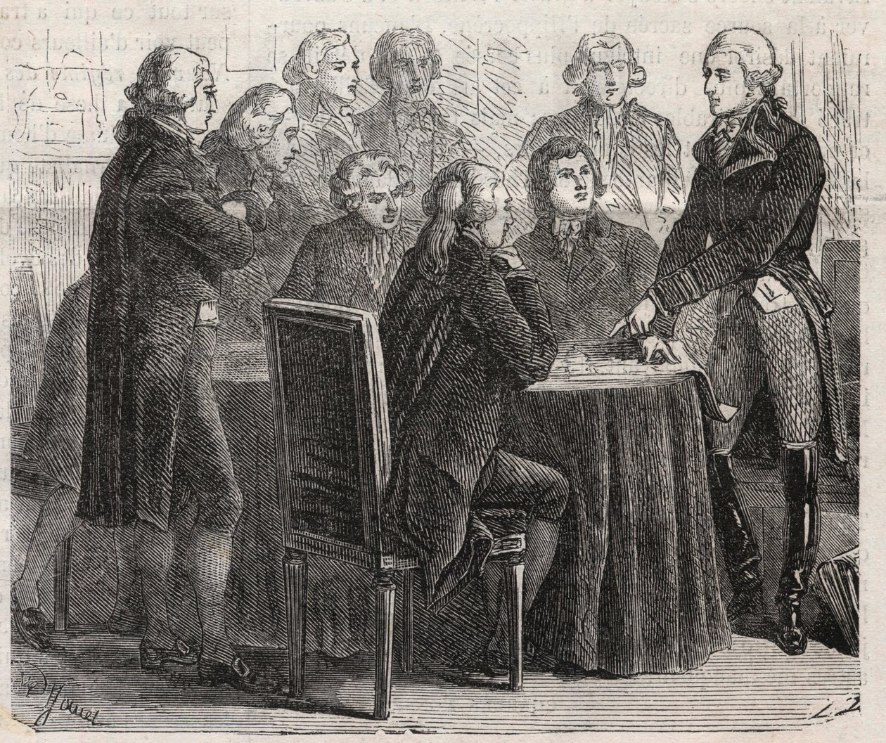 Fransk revolusjon: Grev Louis Marie de Narbonne-Lara (Narbonne Lara) (1755-1813) viser planene sine i komiteene til forsamlingen - gravering i "" Den illustrerte verden"" av Unknown artist