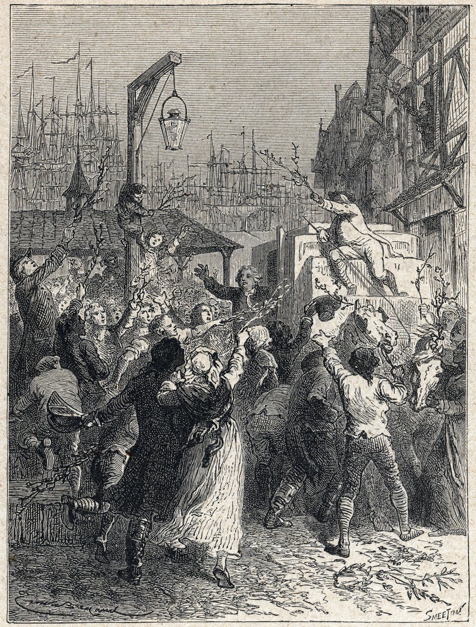 Fransk revolusjon: triumf av Honore Gabriel (Honore-Gabriel) Riqueti, greve av Mirabeau (1749-1791) gikk inn i byen Marseille i 1789. Gravering fra 1889. Privat samling. av Unknown artist