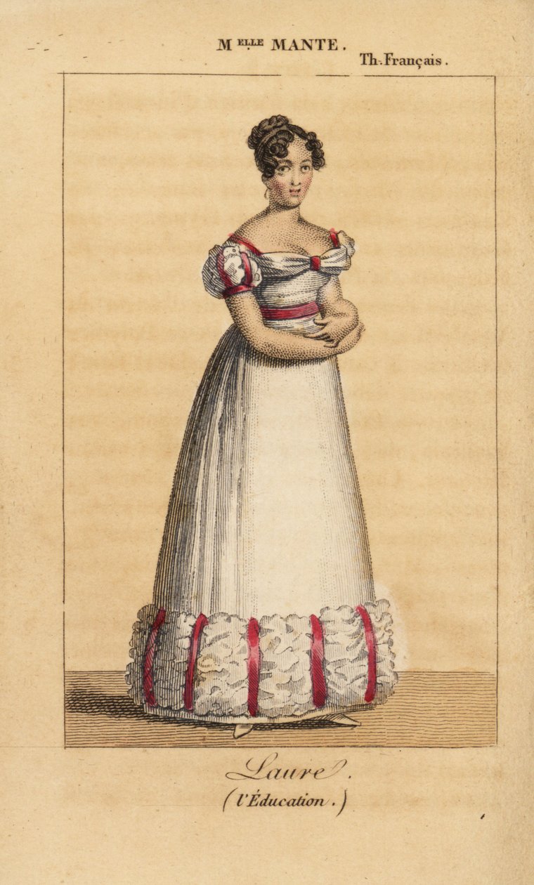 Den franske skuespillerinnen Louise-Charlotte-Theophile-Delphine Escoffie eller Mlle Mante som Laure i stykket L