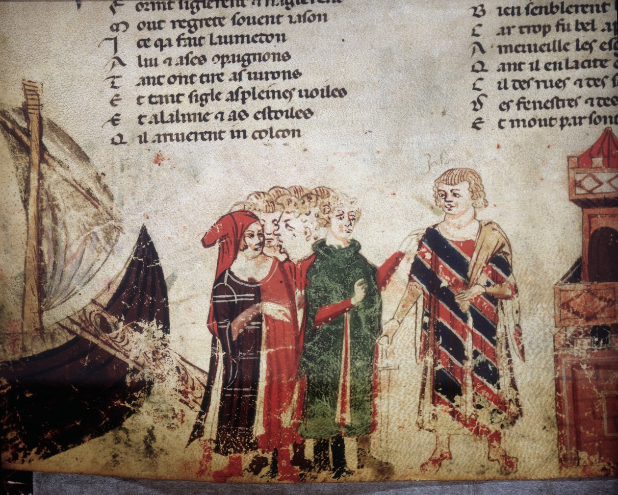 Fransk kjøpmann i Venezia. Miniatyr av "Roman de Troy"" av Benoit de Saint Maure. Biblioteca Marciana fra 1300-tallet, Venezia av Unknown artist