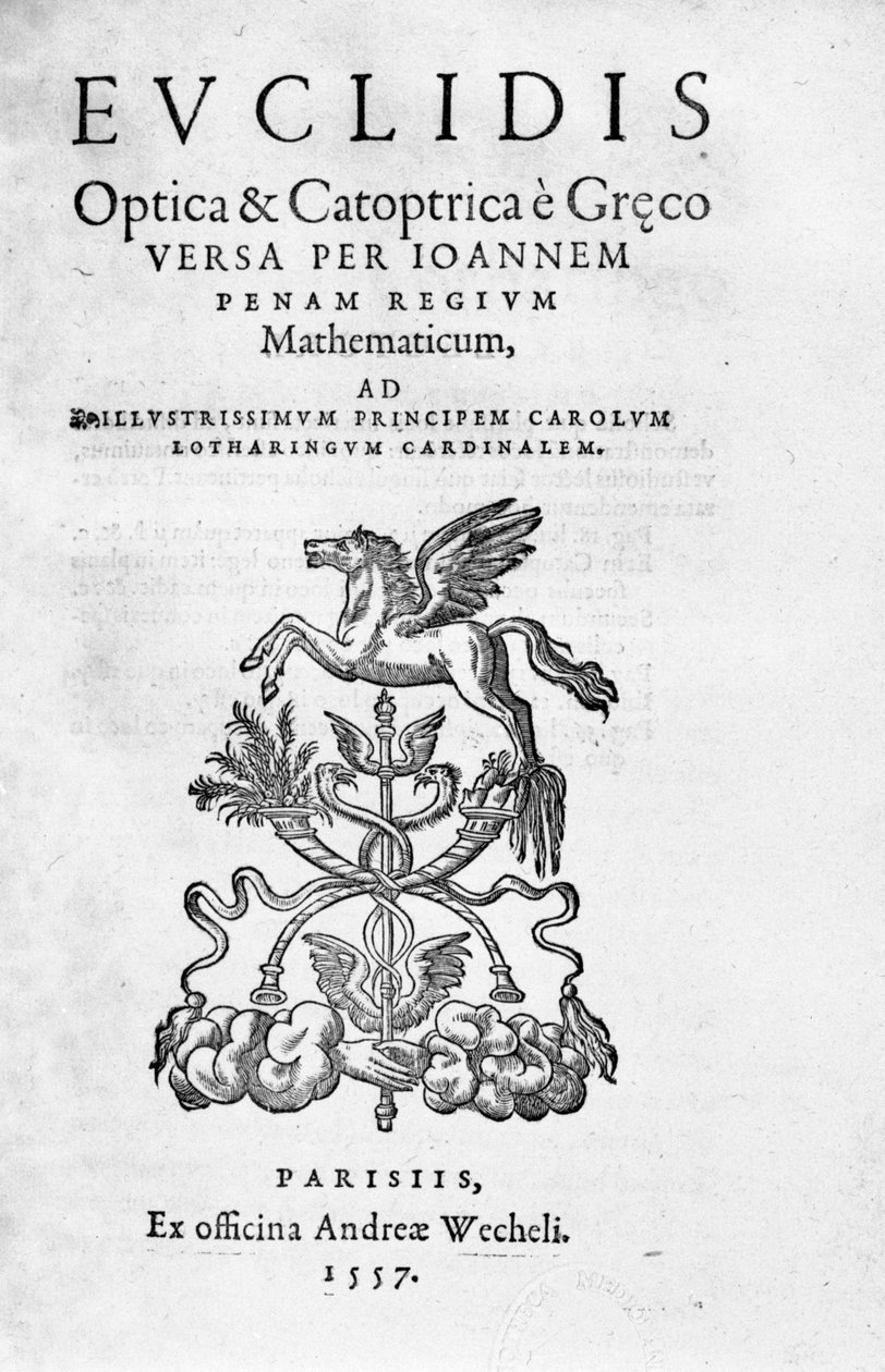 Frontispice av "Optica & Catoptrica..." av Euclid av Unknown artist