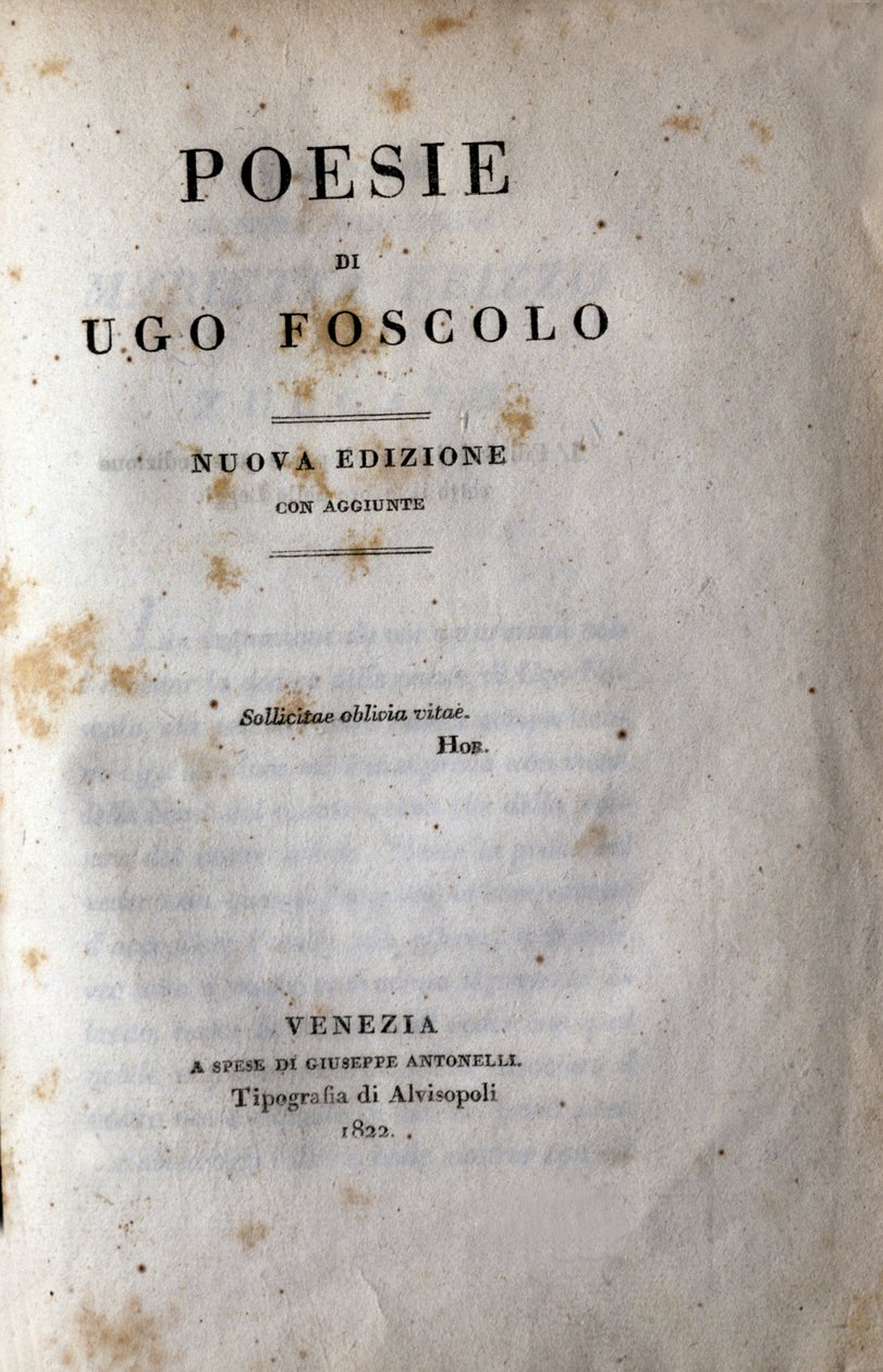 Frontispice of "Poesy" av den italienske poeten og dramatikeren Ugo Foscolo (1778-1827) 1822 av Unknown artist