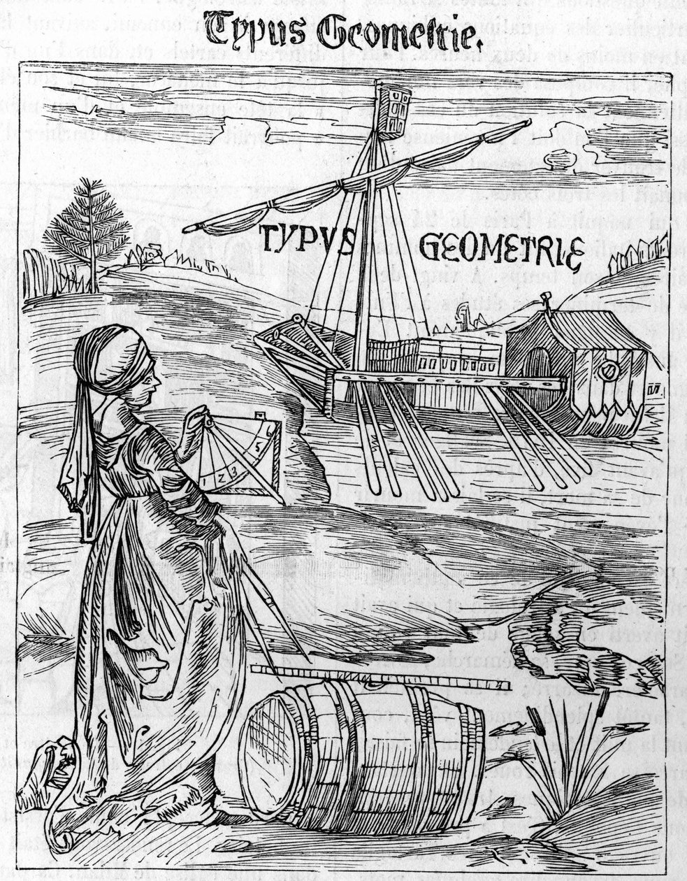 Frontispice av geometri i "Margarita Philosophica" av Gregor Reisch (1467-1525) av Unknown artist