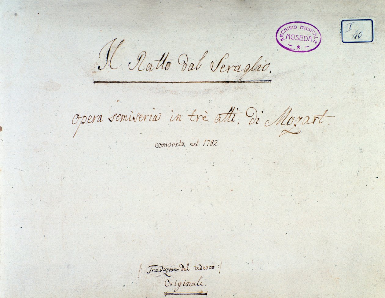 Frontispice for Bortføringen fra Seraglio, opera av Mozart, Lichtenthal-versjon (1838) av Unknown artist