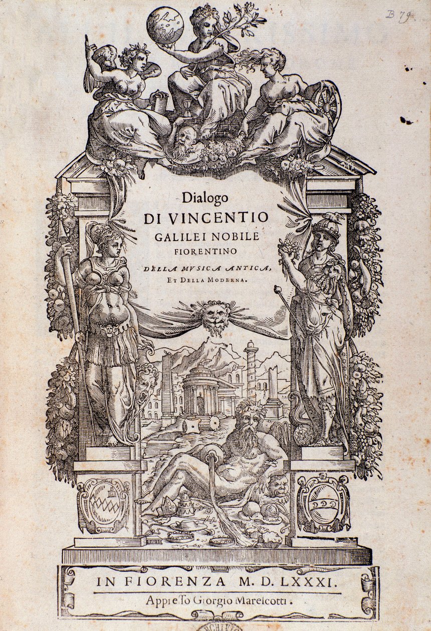 Frontispice fra Dialogue of old and modern music av Vincenzo Galilei av Unknown artist