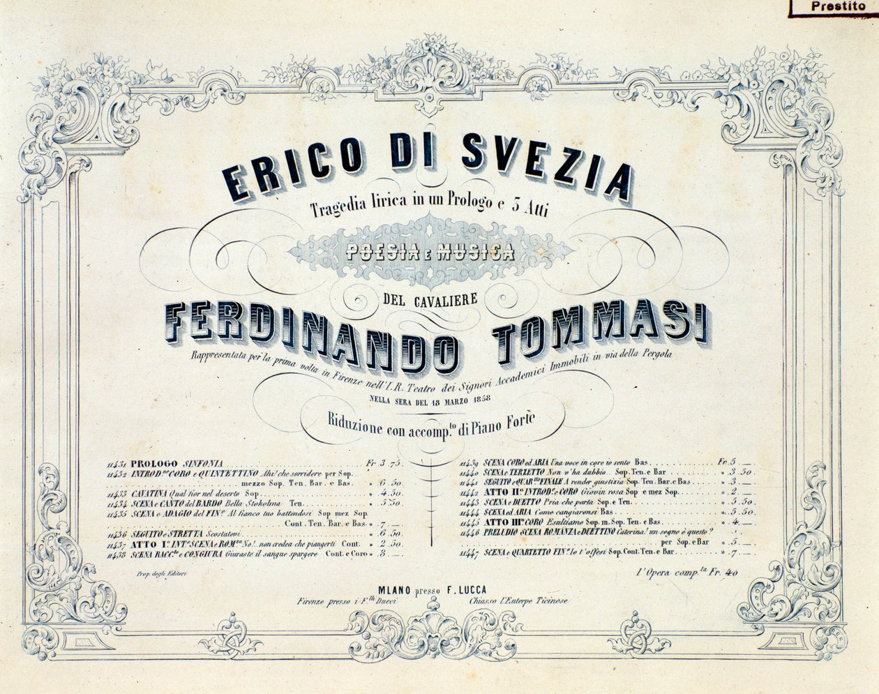 Frontispice av Henry av Sverige, verk av Ferdinando Tommasi av Unknown artist