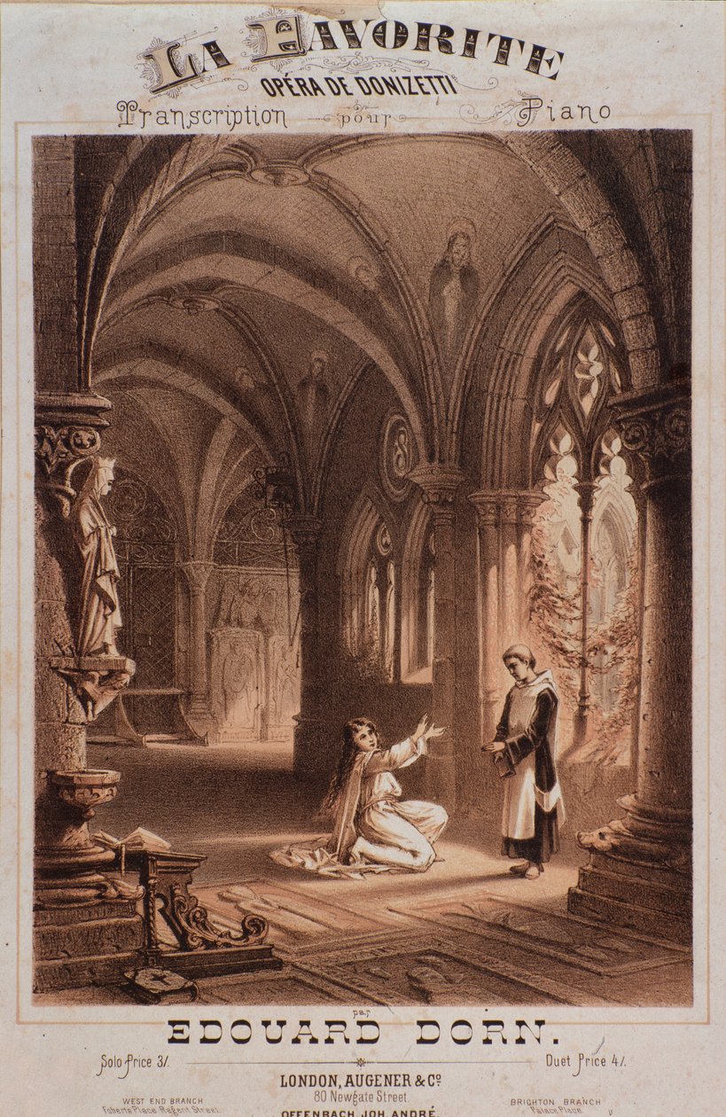 Frontispice av La favorite, opera av Gaetano Donizetti (gravering av Unknown artist